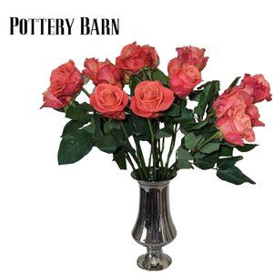 Vintage POTTERY BARN Silver Plated, Fluted & Footed Vase 9.5"